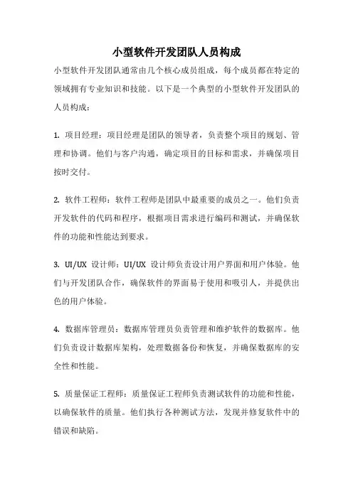 小型软件开发团队人员构成