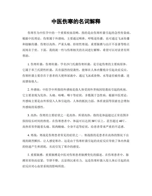 中医伤寒的名词解释