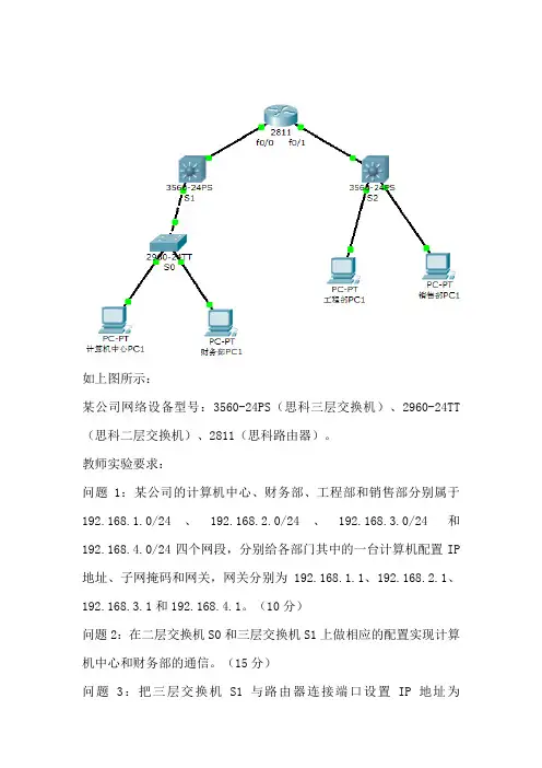 企业网络搭建及应用考试题目 2