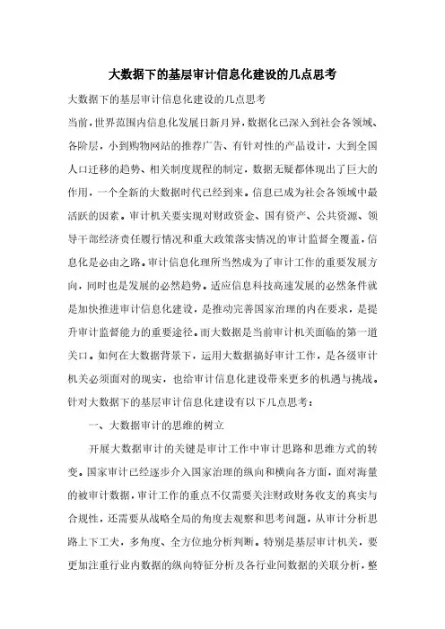 大数据下的基层审计信息化建设的几点思考