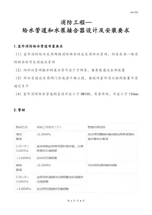 消防工程—给水管道和水泵接合器设计及安装要求
