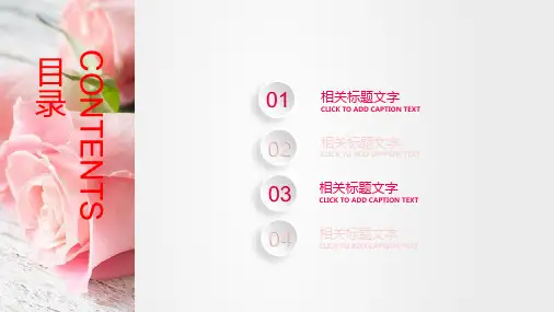 粉色唯美玫瑰背景ppt模板课件