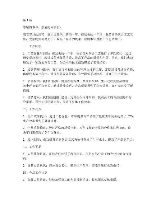 聚合工艺年度总结汇报(3篇)