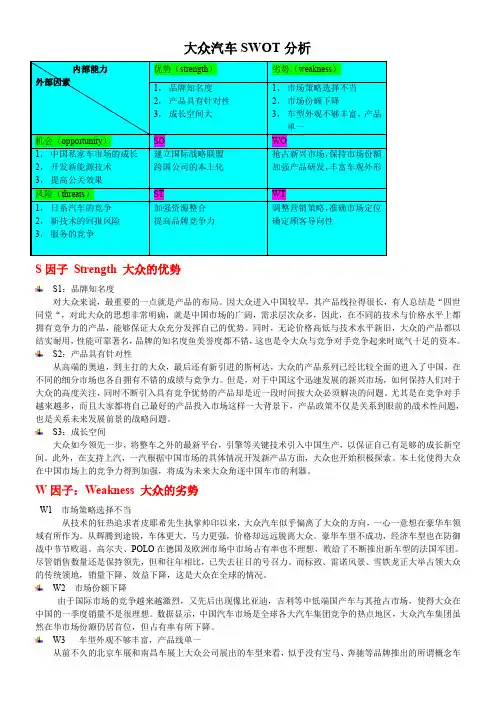 大众汽车SWOT分析