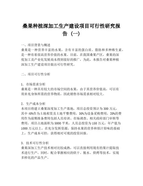 桑果种植深加工生产建设项目可行性研究报告 (一)