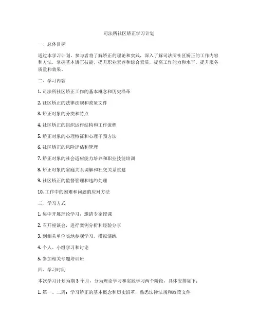 司法所社区矫正学习计划