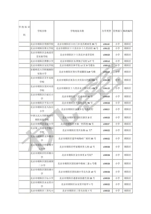 朝阳区小学名录