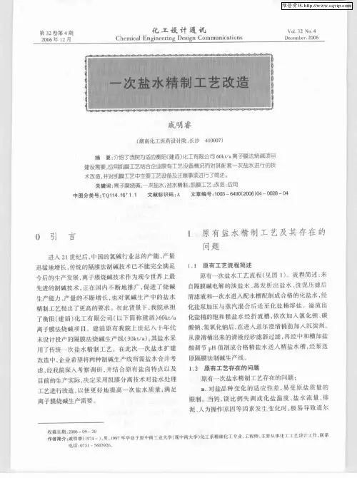 一次盐水精制工艺改造