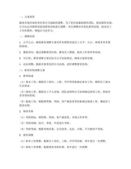 销售渠道薪资调整方案