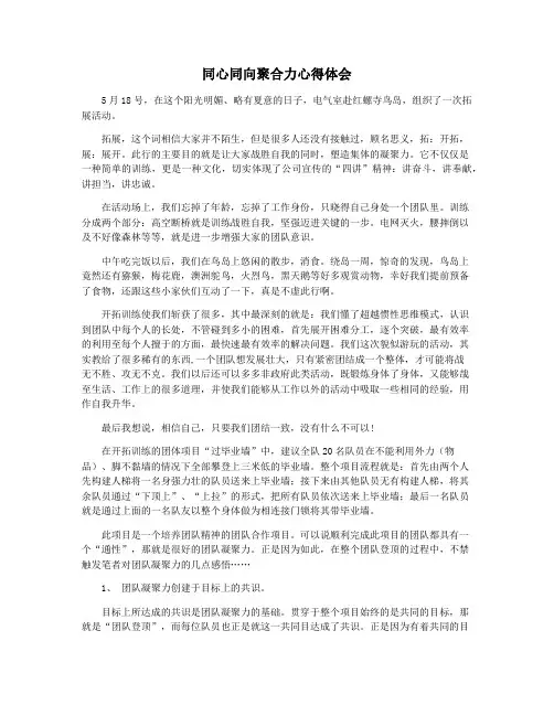 同心同向聚合力心得体会