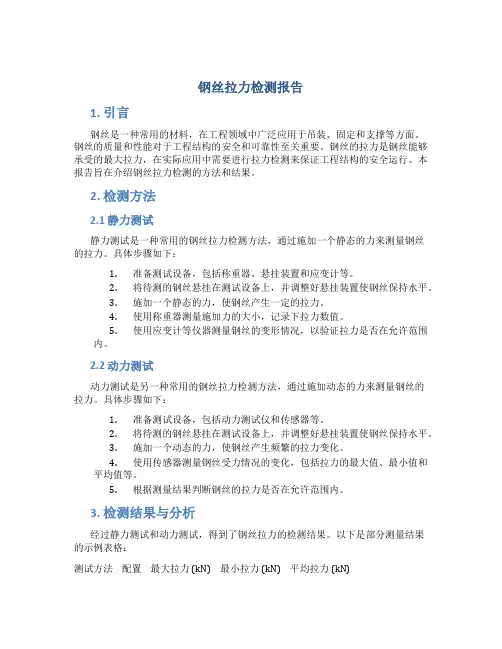 钢丝拉力检测报告