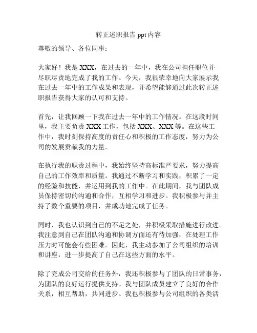 转正述职报告ppt内容