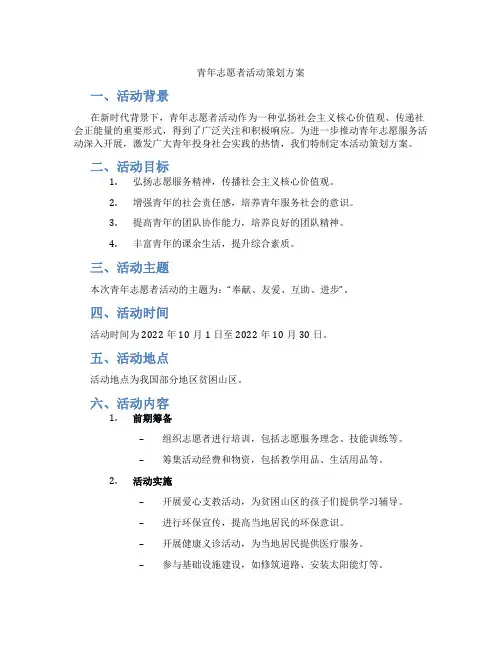 青年志愿者活动策划方案