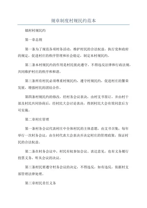 规章制度村规民约范本