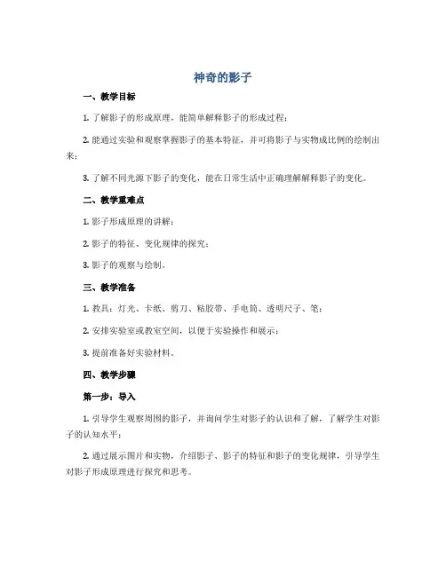 《神奇的影子》(教案)2022-2023学年综合实践活动二年级上册-通用版