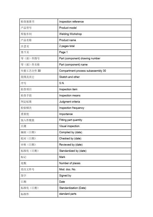 图纸翻译常见术语对照表