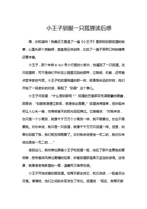 小王子驯服一只狐狸读后感