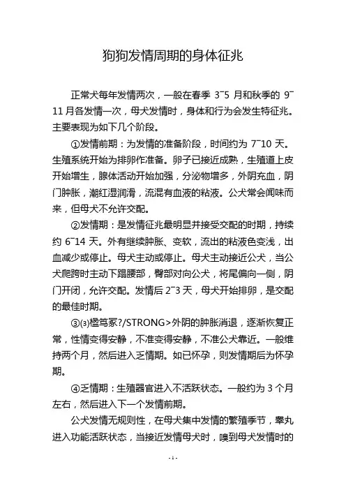 狗狗发情周期的身体征兆