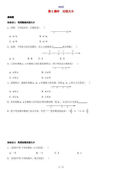 秋七年级数学上册 1.2.4 绝对值 第2课时 有理数的大小比较练习 (新版)新人教版-(新版)新人