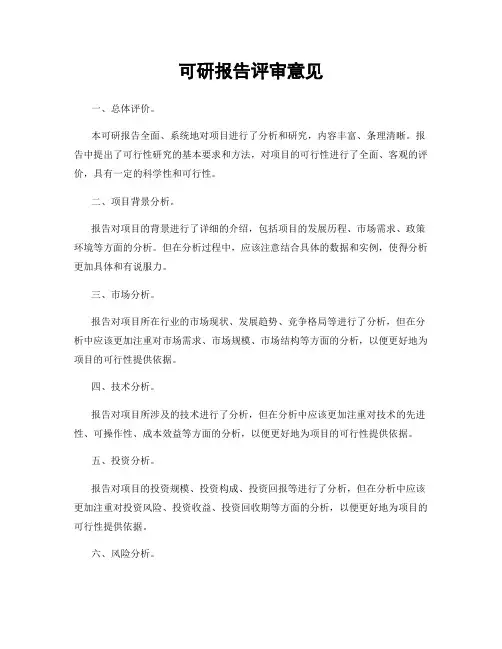可研报告评审意见