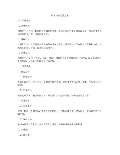 孵化平台运营方案