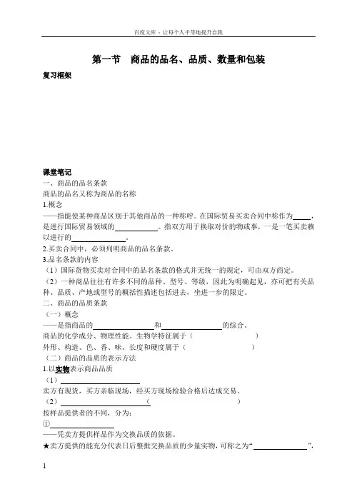 商品的品名品质数量和包装