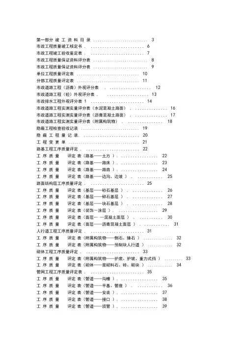 市政工程常用表格大全