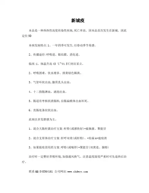 肉鸡常见病的治疗方案