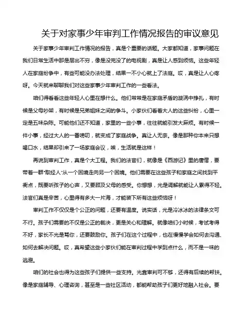 关于对家事少年审判工作情况报告的审议意见
