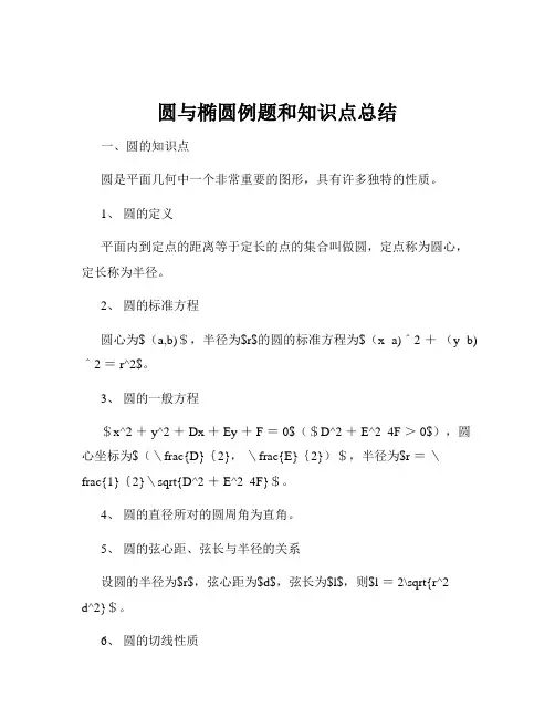 圆与椭圆例题和知识点总结