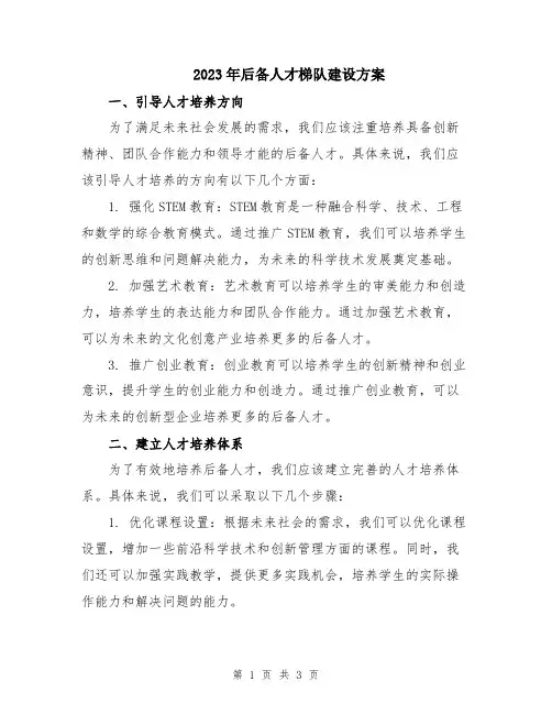 2023年后备人才梯队建设方案
