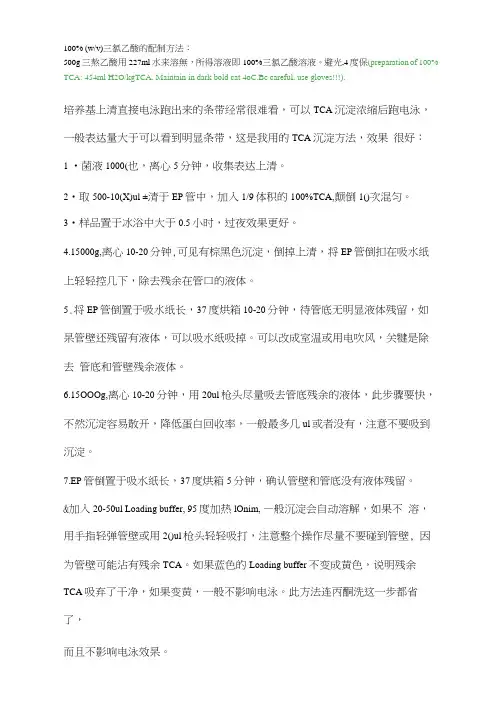 TCA蛋白沉淀方法