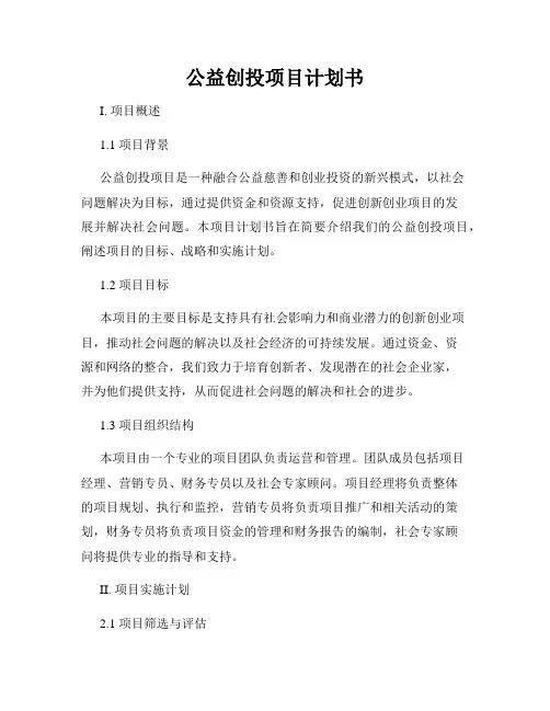 公益创投项目计划书