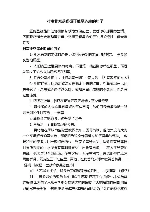对事业充满积极正能量态度的句子