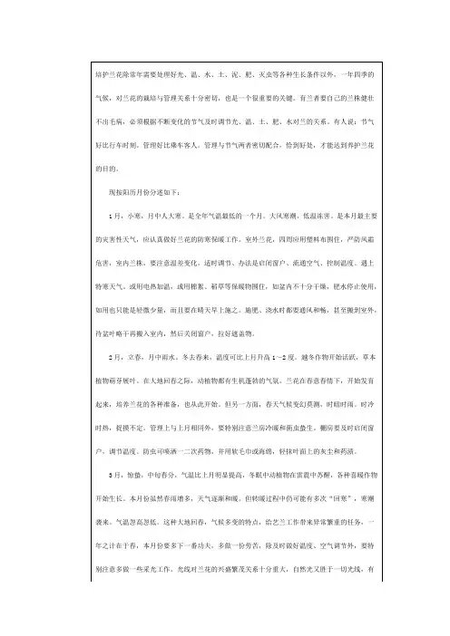 每月兰花管理要点