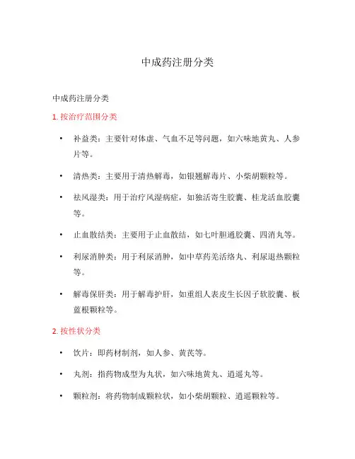 中成药注册分类