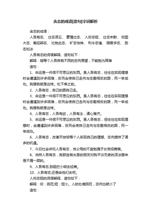 含志的成语造句字词解析