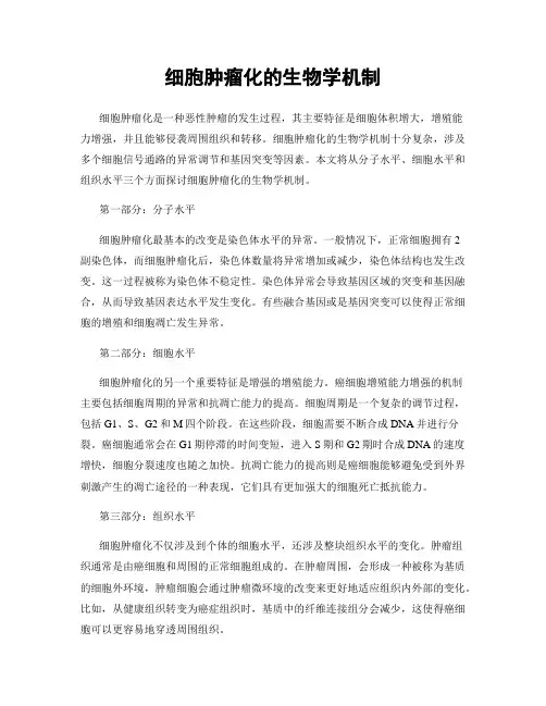 细胞肿瘤化的生物学机制