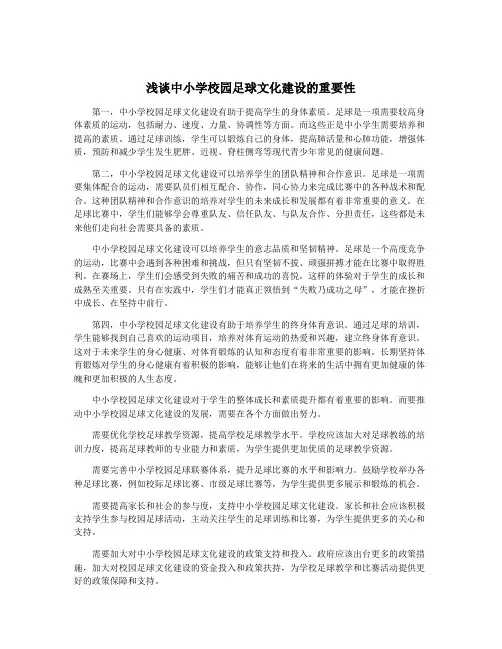 浅谈中小学校园足球文化建设的重要性