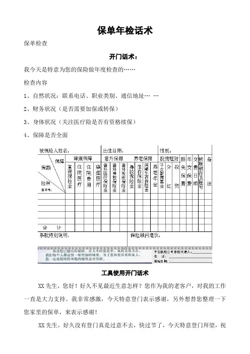 保单年检话术配套必修课件