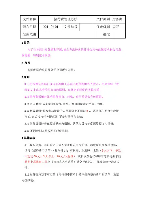 招待费报销表格