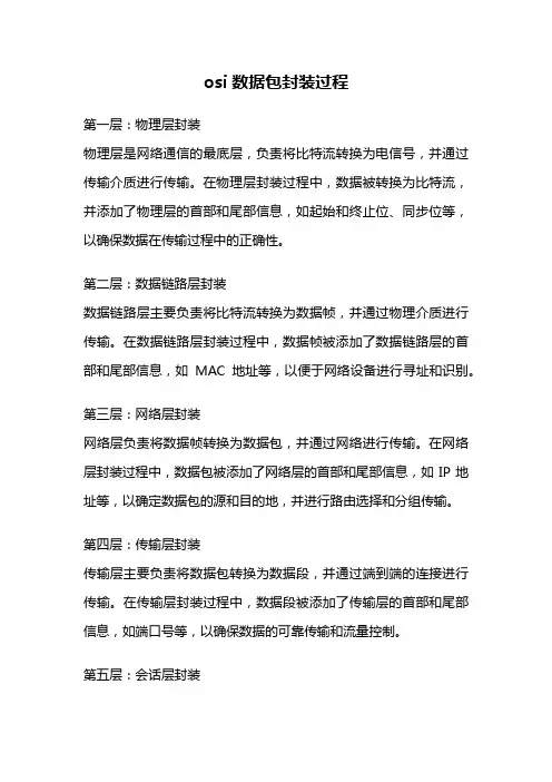 osi数据包封装过程