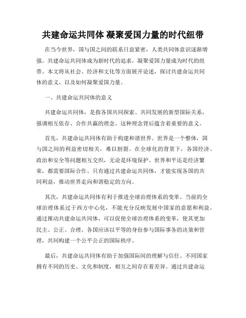 共建命运共同体 凝聚爱国力量的时代纽带