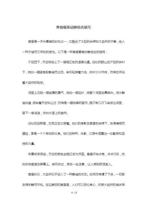 黄昏最美动静结合描写