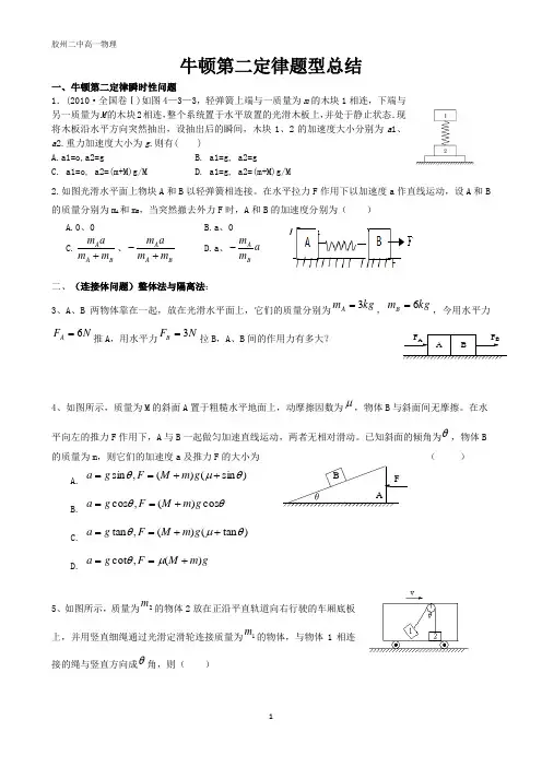 牛顿第二定律题型总结(精选)