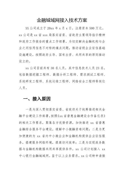 金融城域网接入技术方案