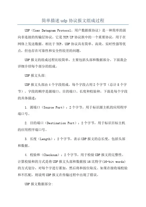 简单描述udp协议报文组成过程