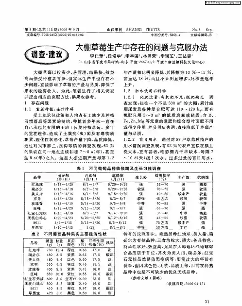 大棚草莓生产中存在的问题与克服办法