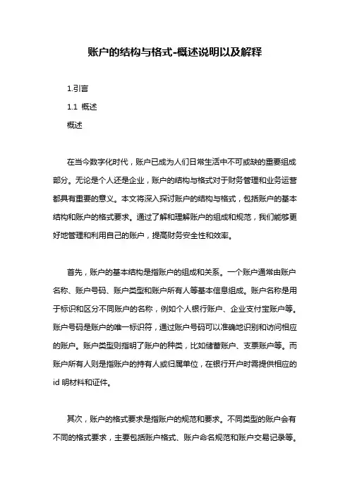 账户的结构与格式-概述说明以及解释