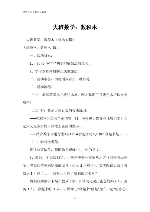 大班数学：数积木